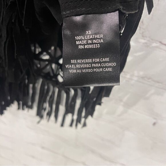 House of Harlow 1960 Black Leather Fringe Sleeveless Top Size xSmall - Picture 4 of 7